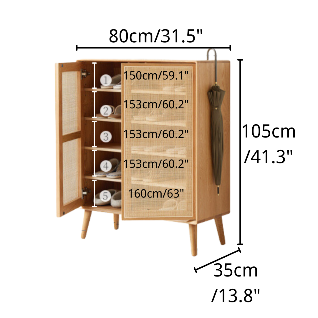 Shoe Rack Minimalist Rattan Combination Shoe Cabinet 2 Doors