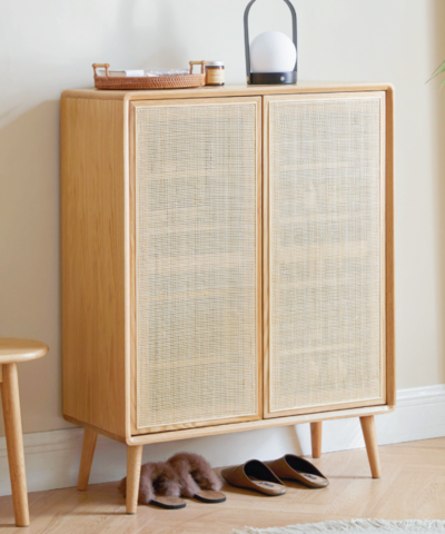 Shoe Rack Minimalist Rattan Combination Shoe Cabinet 2 Doors