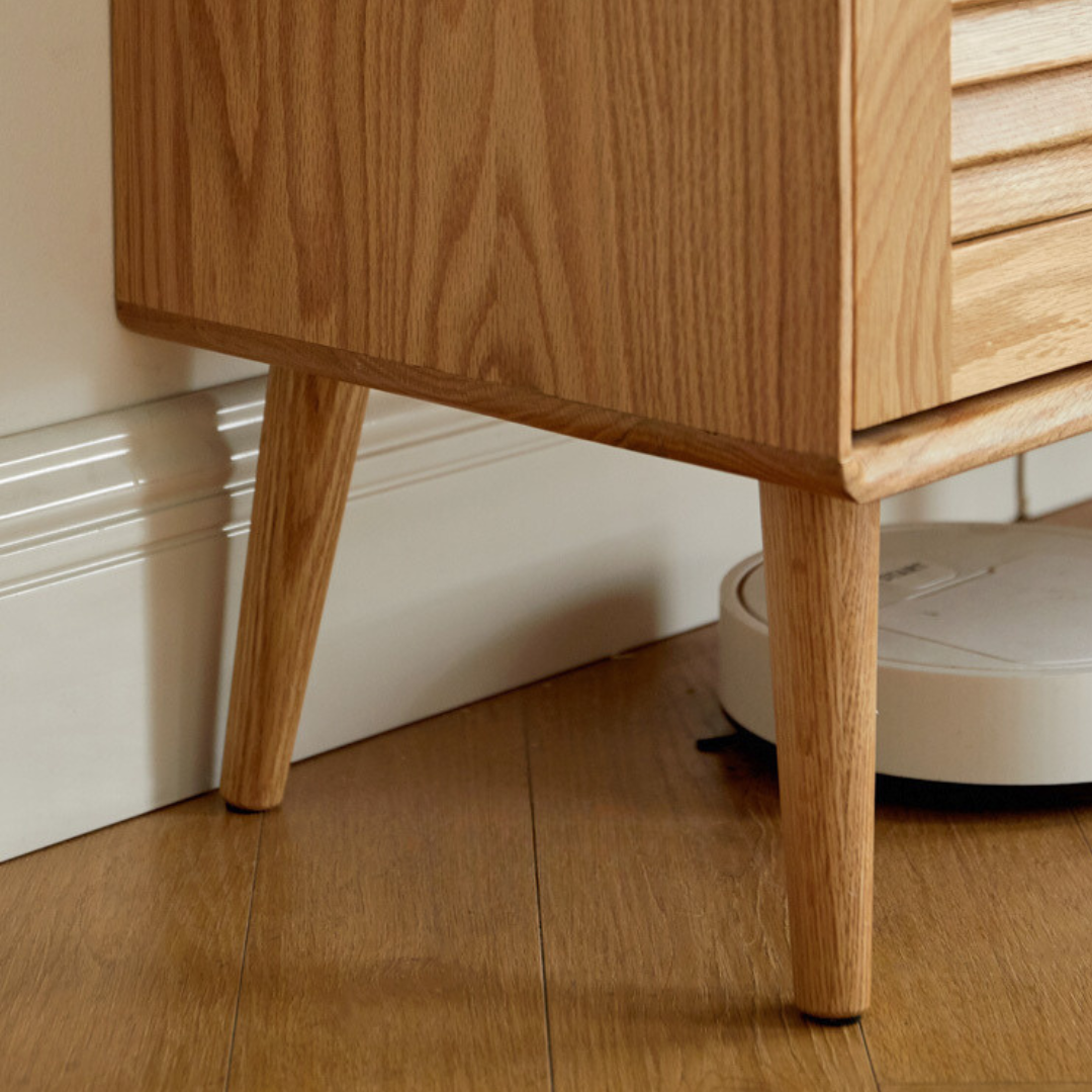 nania-baay 4 Elegant Minimalist Natural Teak Shoe Rack Shoe Cabinet