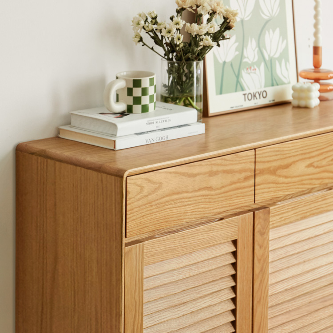 nania-baay 6 Elegant Minimalist Natural Teak Shoe Rack Shoe Cabinet