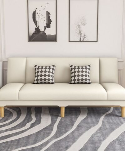 Modern Teak Guest Sofa Minimalist Leather Guest Sofa