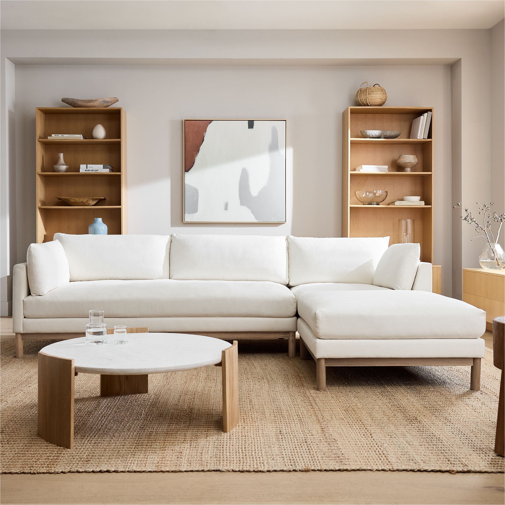 Minimalist Guest Sofa Set With Minimalist Teak Guest Table - Nania Living