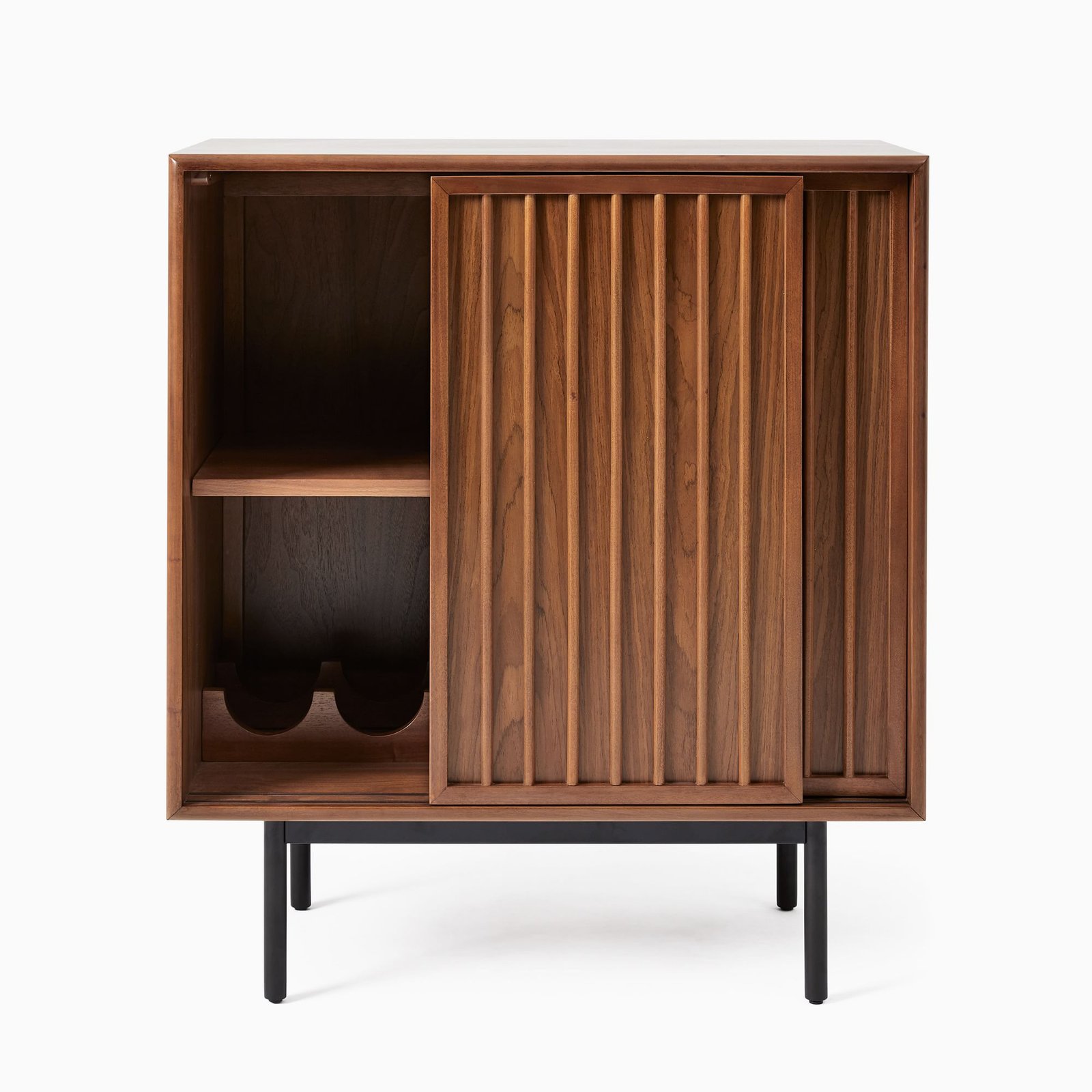 nania-taat 5 Minimalist Teak Bar Cabinet with 2 Doors Brown Finish