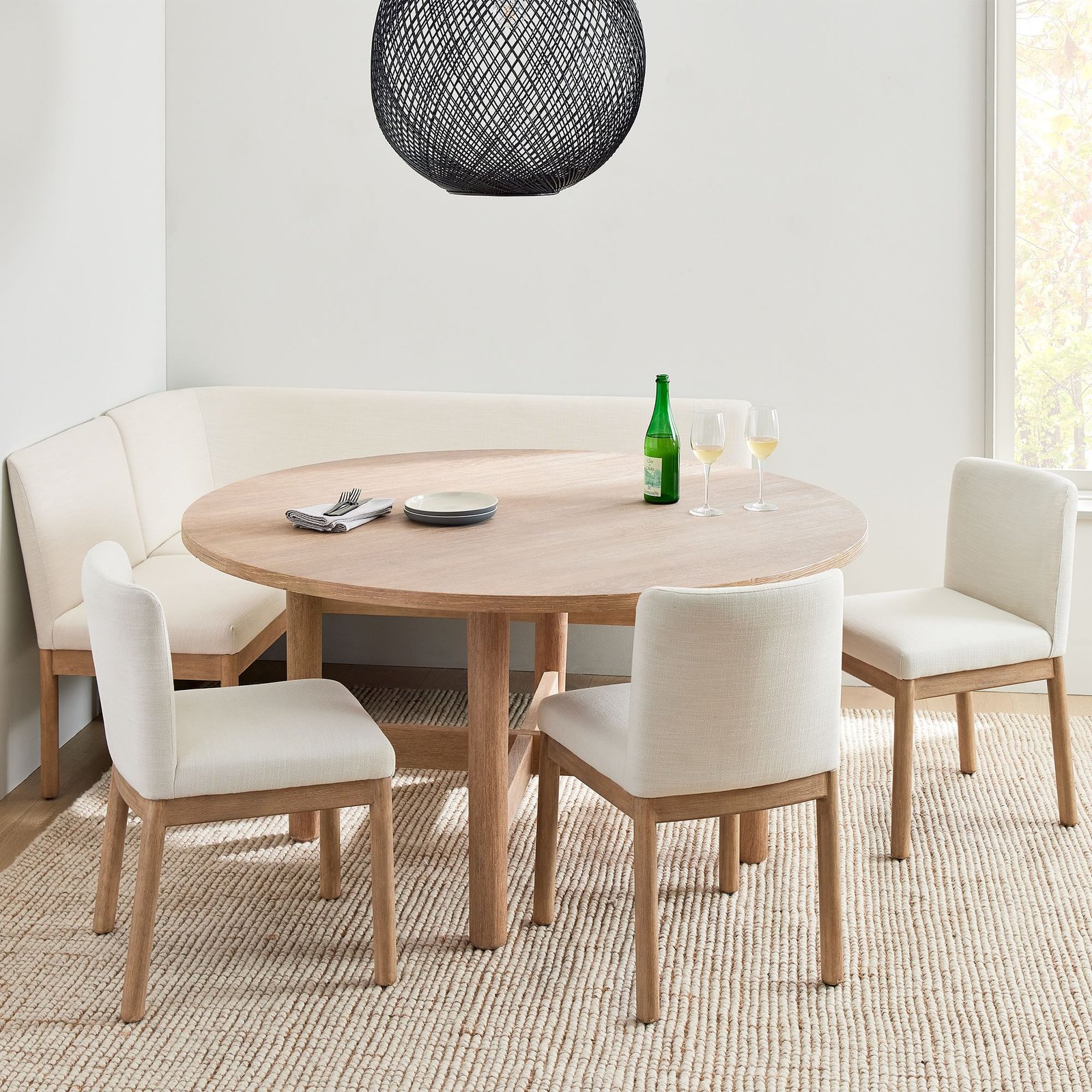 nania-taaw 5 Minimalist Dining Table Set With Sudur Sofa And 3 Chairs