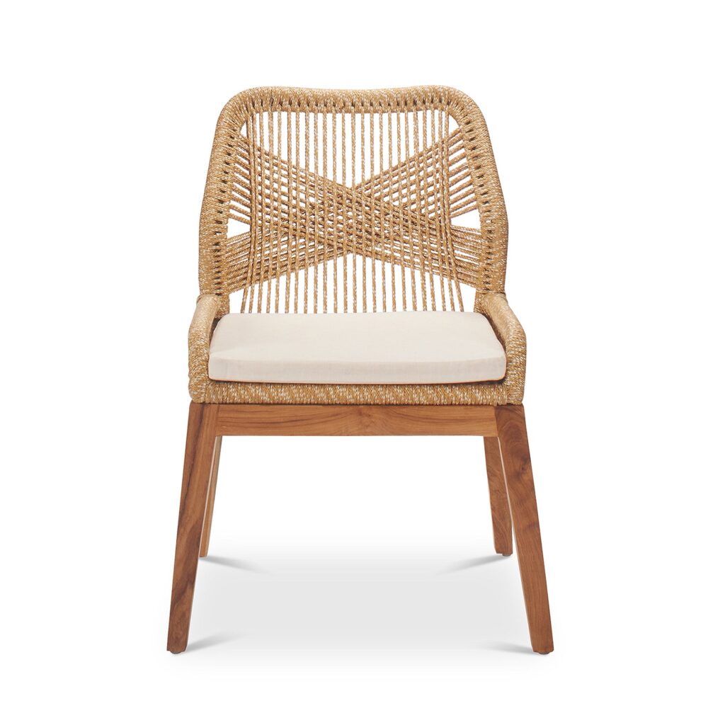 Hand-woven Cross Rope Teak Dining Chair Spain