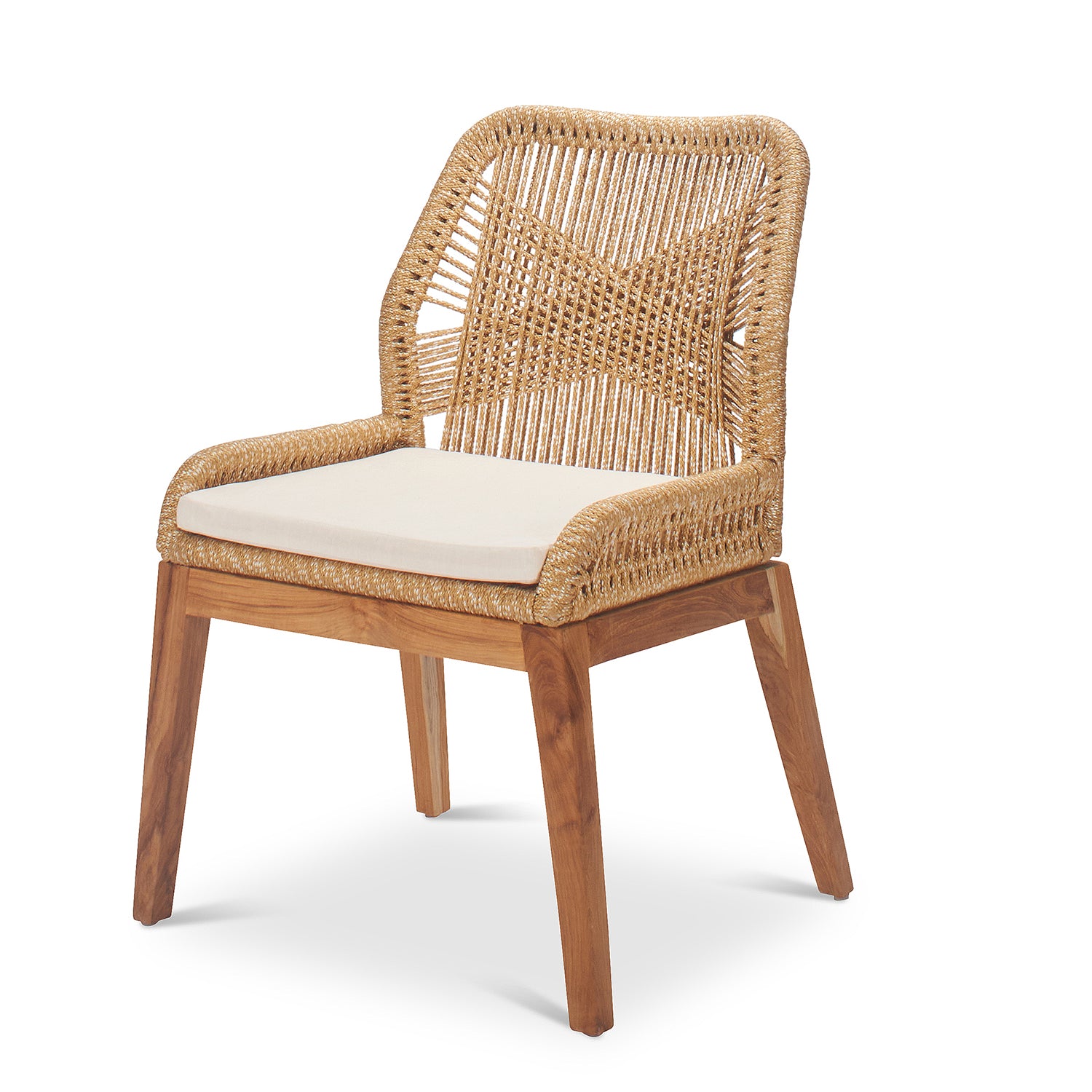 Hand-woven Cross Rope Teak Dining Chair Spain