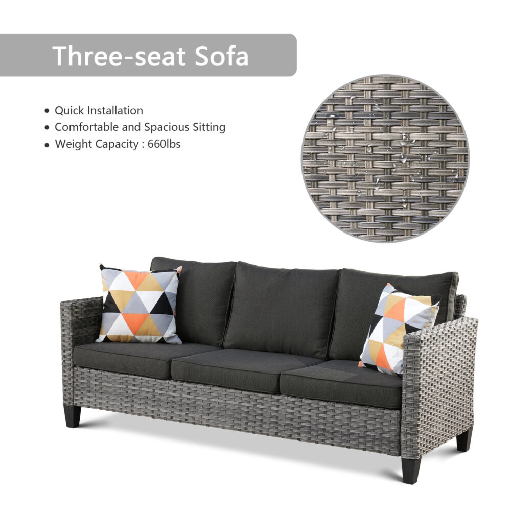 Synthetic Rattan Wicker Outdoor Patio Sofa With Iron Frame