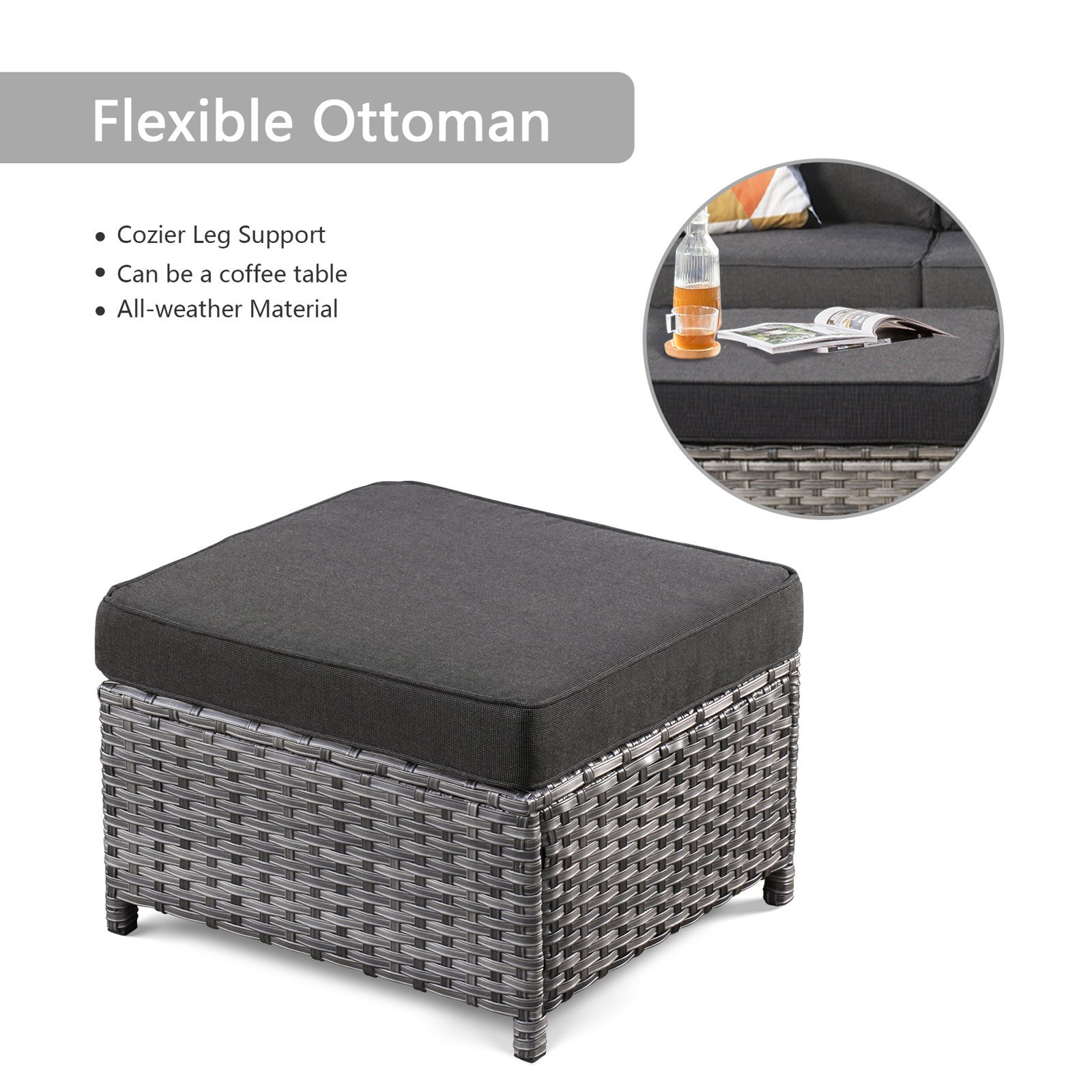 nania-zaa 3 Synthetic Rattan Wicker Outdoor Patio Sofa With Iron Frame