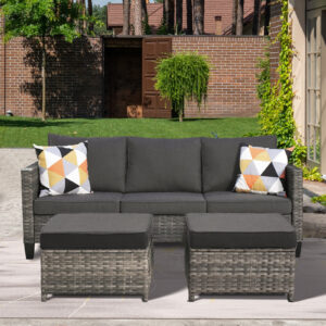 Synthetic Rattan Wicker Outdoor Patio Sofa With Iron Frame