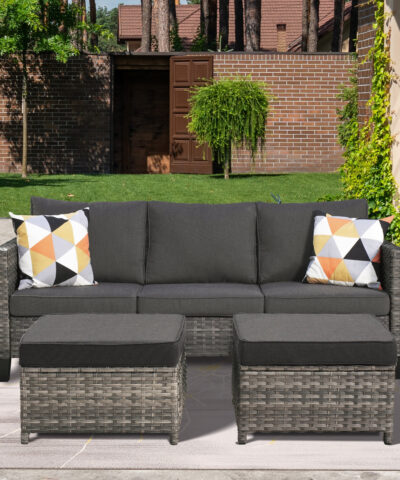 Synthetic Rattan Wicker Outdoor Patio Sofa With Iron Frame