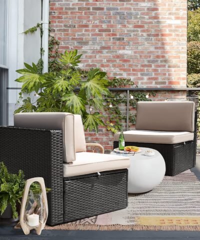 Corner Outdoor Synthetic Rattan Terrace Sofa With Cushions