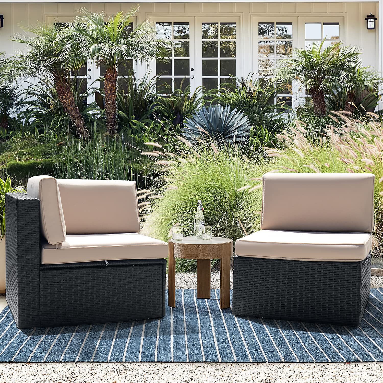 Corner Outdoor Synthetic Rattan Terrace Sofa With Cushions