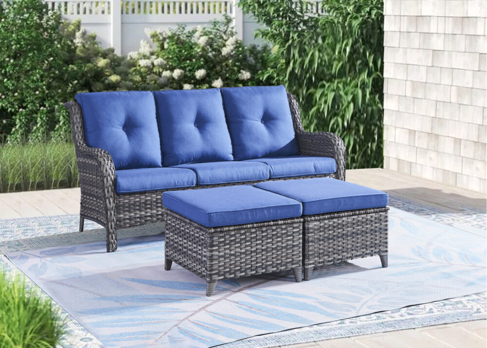 Corner Outdoor Synthetic Rattan Terrace Sofa With Cushions