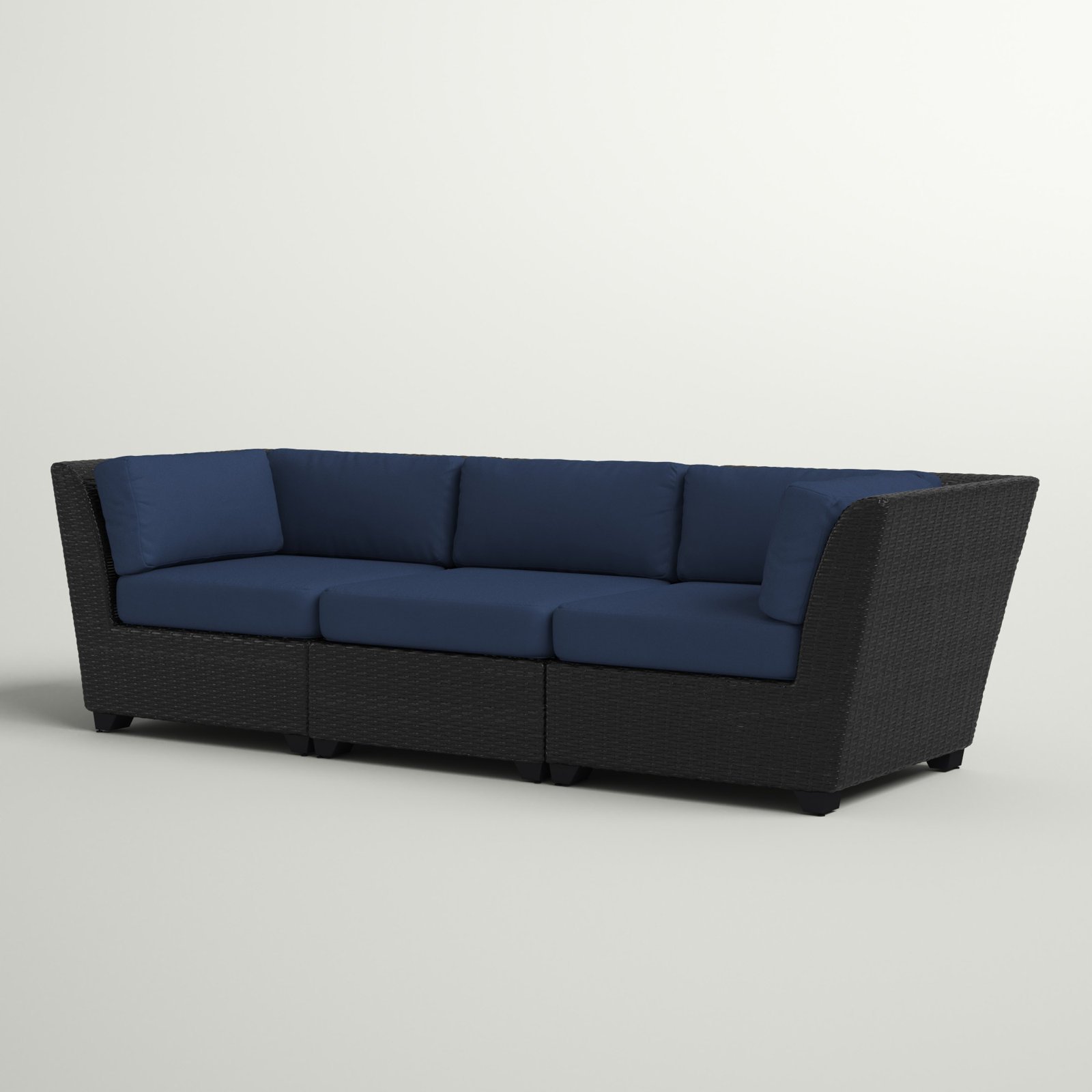 nania-zah 2 Outdoor Synthetic Rattan Sofa With Blue Cushions Canada