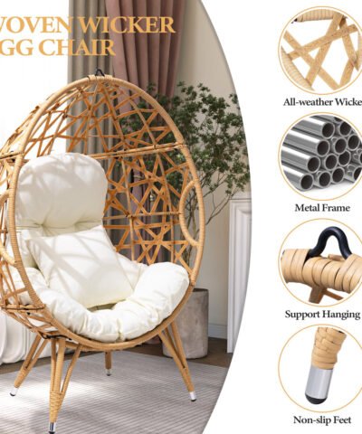Rattan Large Oval Porch Swing With Cushion China