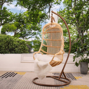 Rattan Porch Swing With Iron Frame And Foam Padding Korea