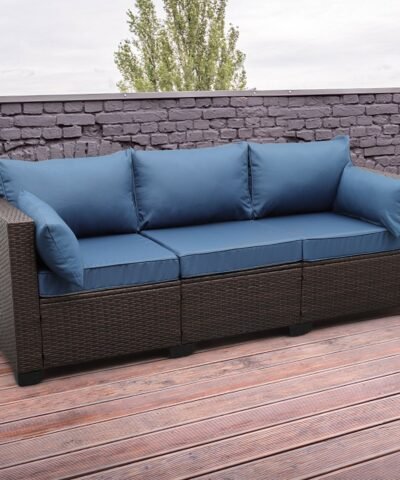 Outdoor Synthetic Rattan Wicker Patio Sofa With Cushions