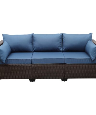 Outdoor Synthetic Rattan Wicker Patio Sofa With Cushions