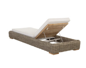 Teak Lounge Chair with Aluminum Cream Rattan Outdoor frame