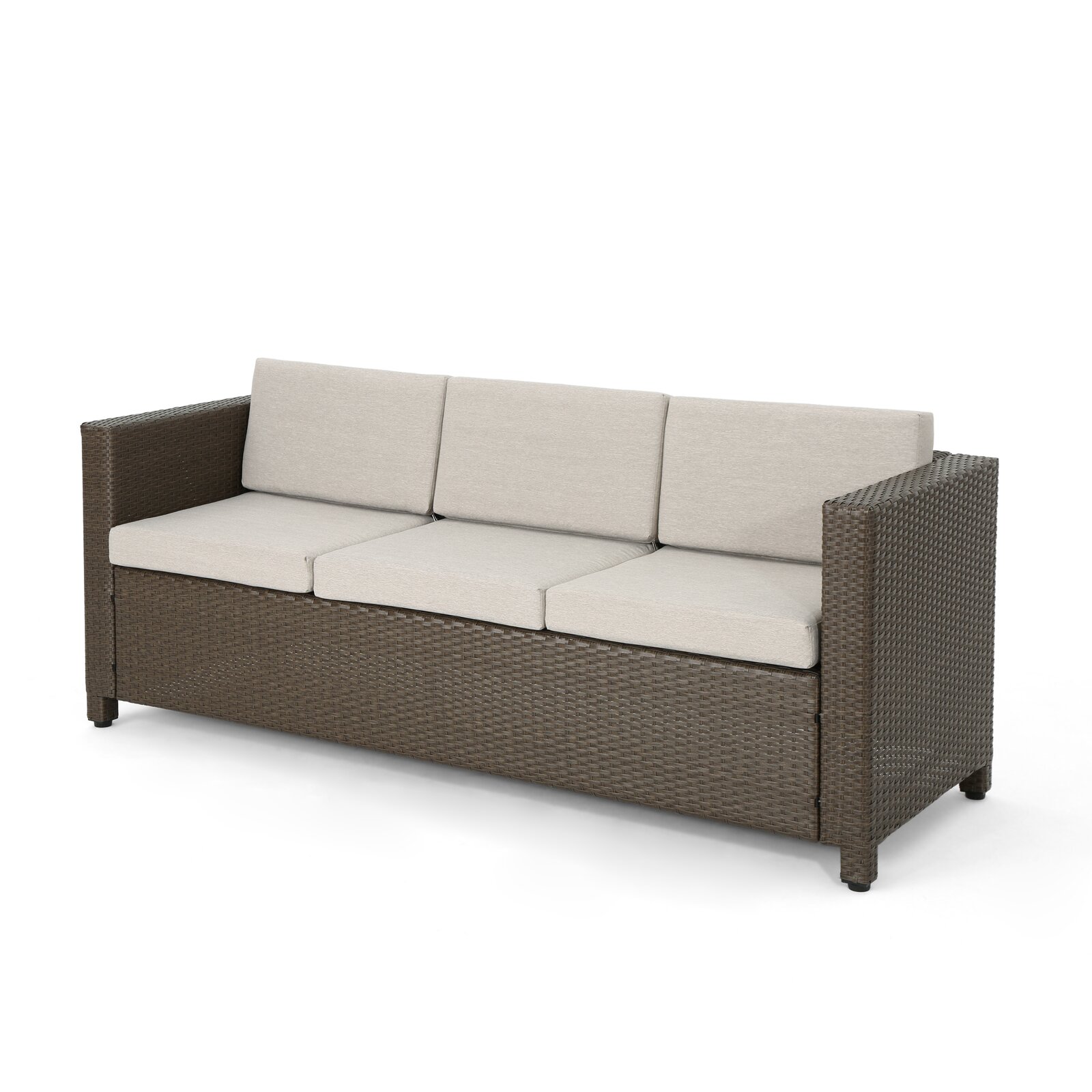 Wide Outdoor Synthetic Rattan Patio Sofa With Cushions