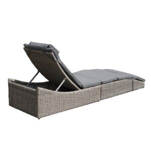 Set Long Reclining Chaise Lounge Chair With Cushion