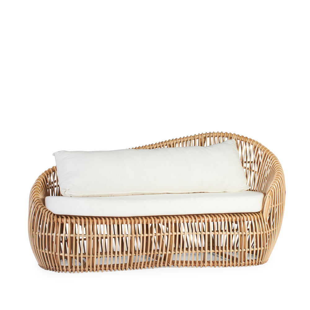 Outdoor Natural Rattan Lounge Sofa With Cushion