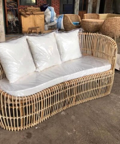 Outdoor Natural Rattan Lounge Sofa With Cushion
