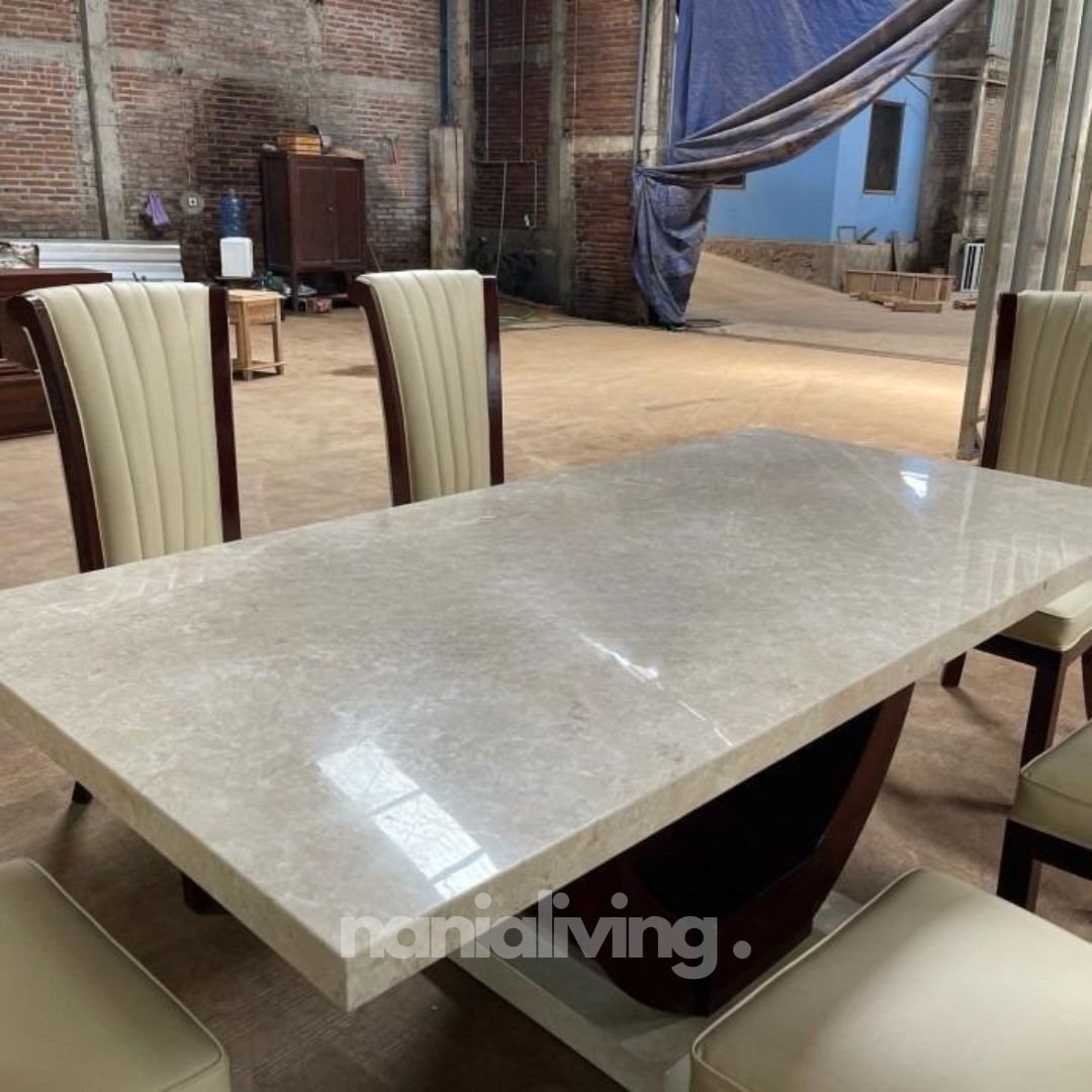 nanialiving-2 Best Selling Cream Marble Dining Table 200x100 Chairs 6