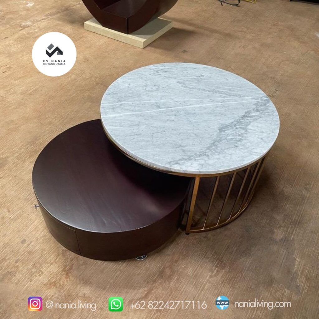 Marble Living Table And Teak Wood Table