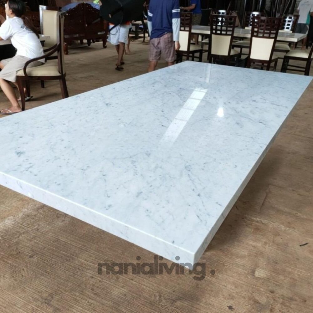 Carara Marble Dining Table Chairs 6 Seats Synthetic Leather