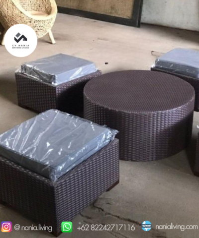 Living Table Set of 4 Chair Synthetic Rattan