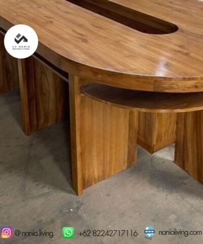 Oval Meeting Table 250x120cm Teak Wood