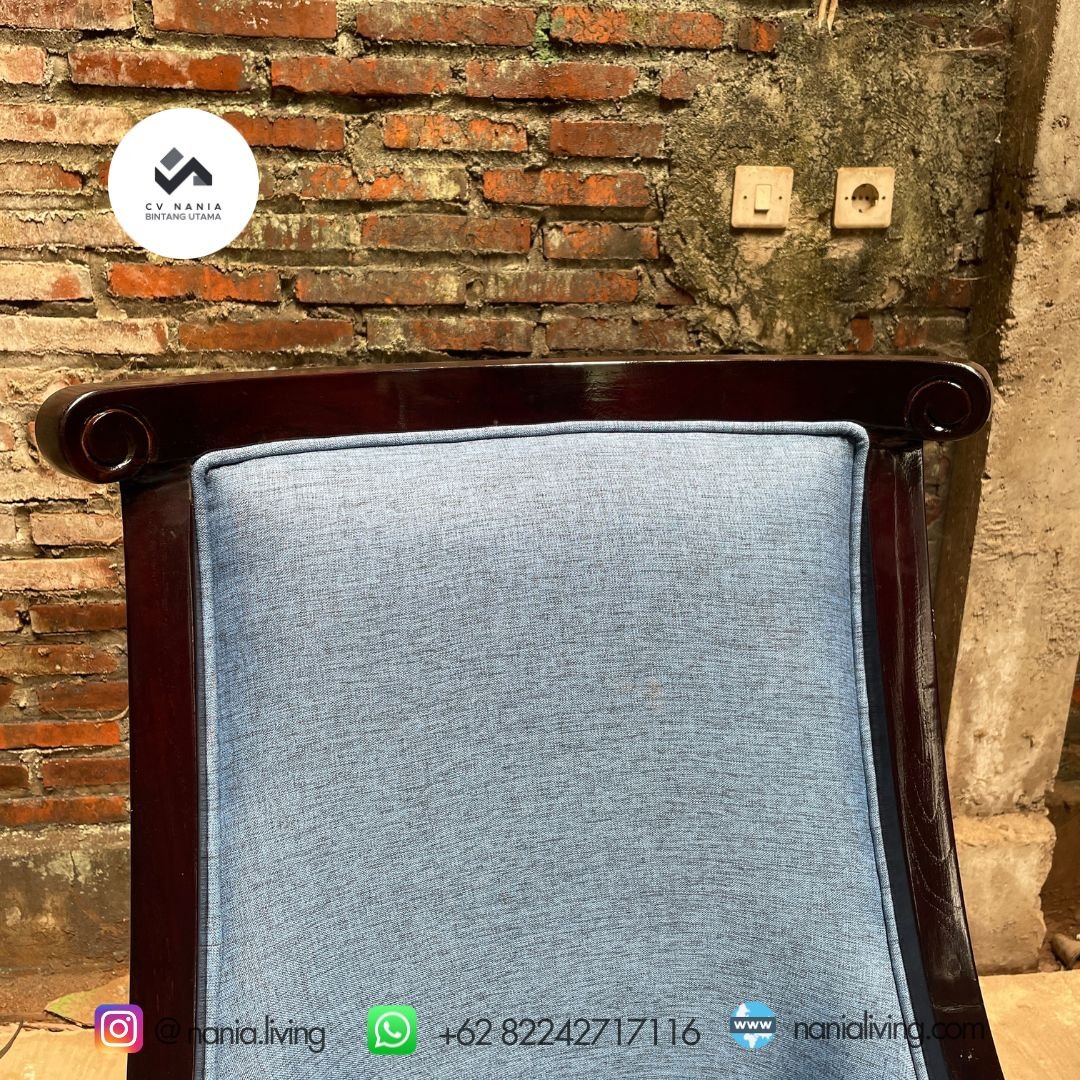 Dining Chairs Teak Blue Cushion