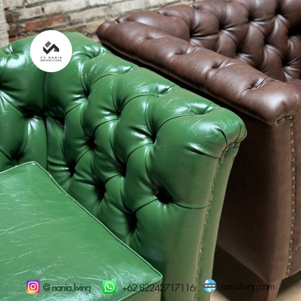 Sofa Chesterfield Green Brown