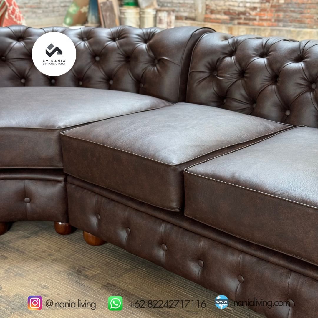 Sofa Chesterfield Letter L Brown 2 Sofa Chesterfield Letter L Brown