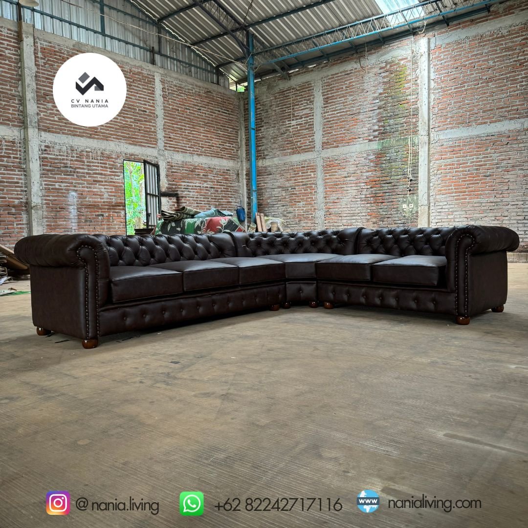Sofa Chesterfield Letter L Brown 9 cv nania bintang utama