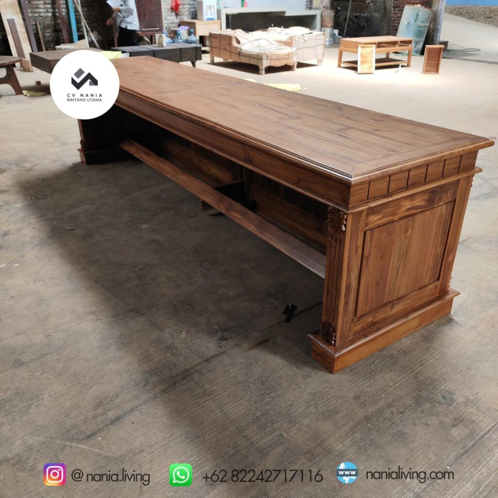 Teak Wood Reception Work Table 300cm