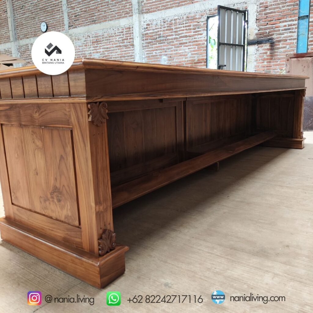 Teak Wood Reception Work Table 300cm