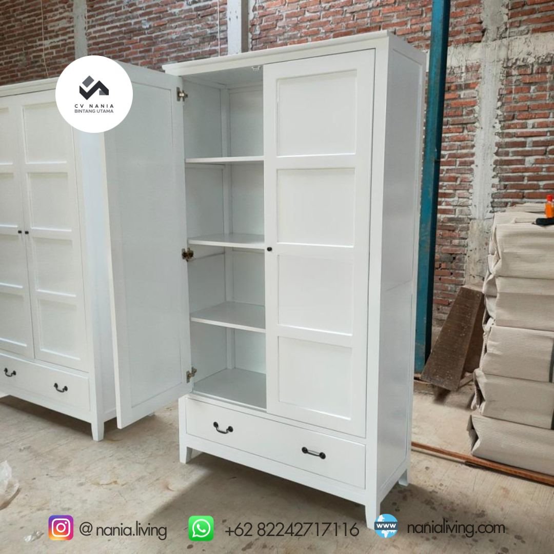 nania living lemari putih 2 Wardrobe Children's Minimalist Duco Paint