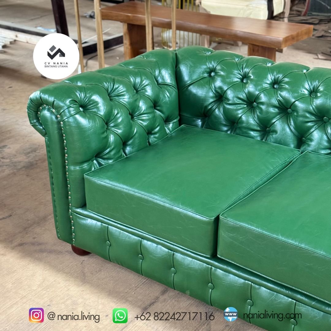 nania living sofa chesterfield L hijau 7 Sofa Chesterfield Letter L Green