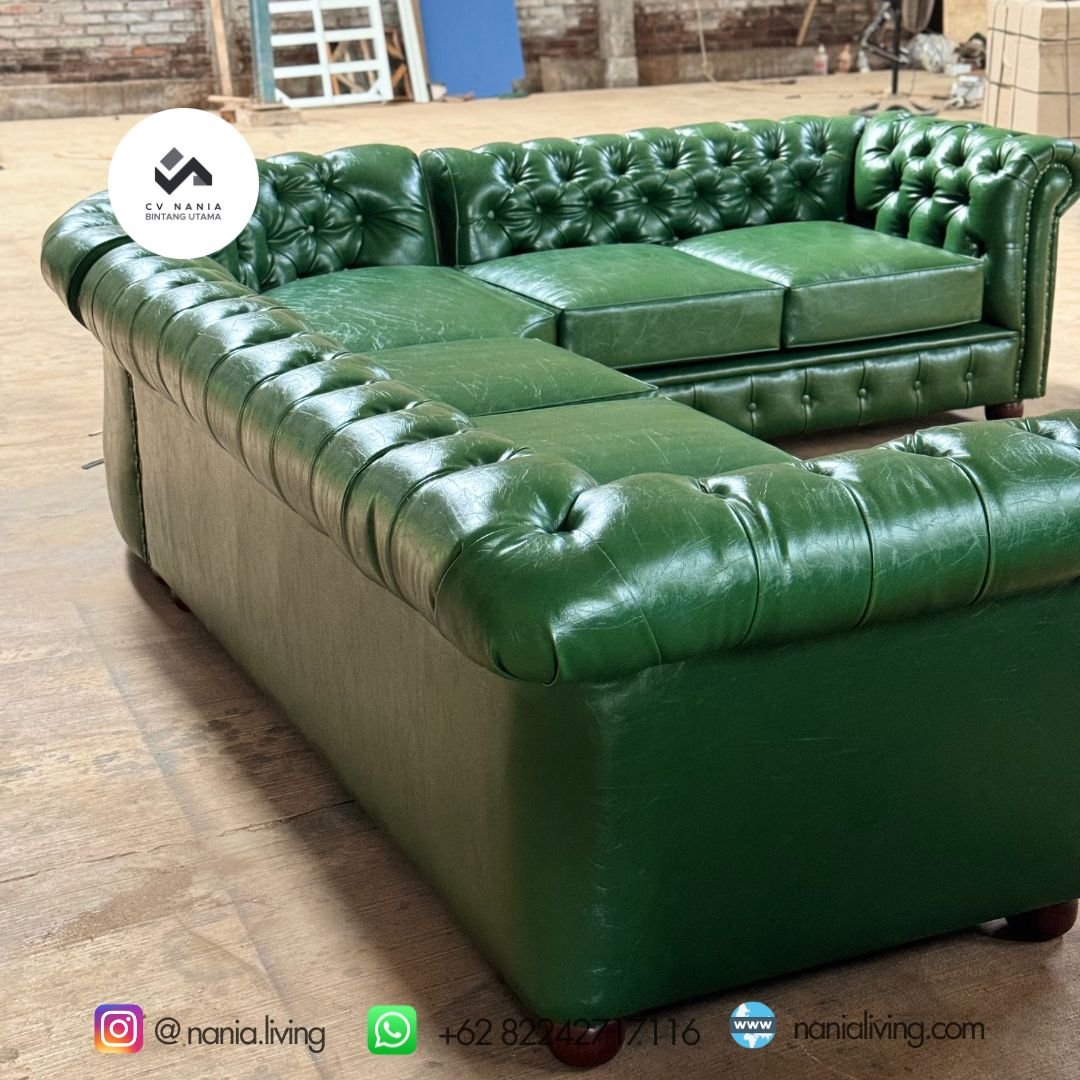 nania living sofa chesterfield L hijau 9 cv nania bintang utama