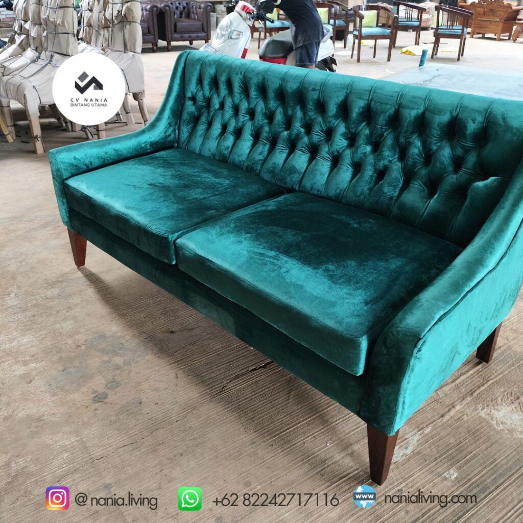 Guest Sofa 3 Seater Green Minimalist