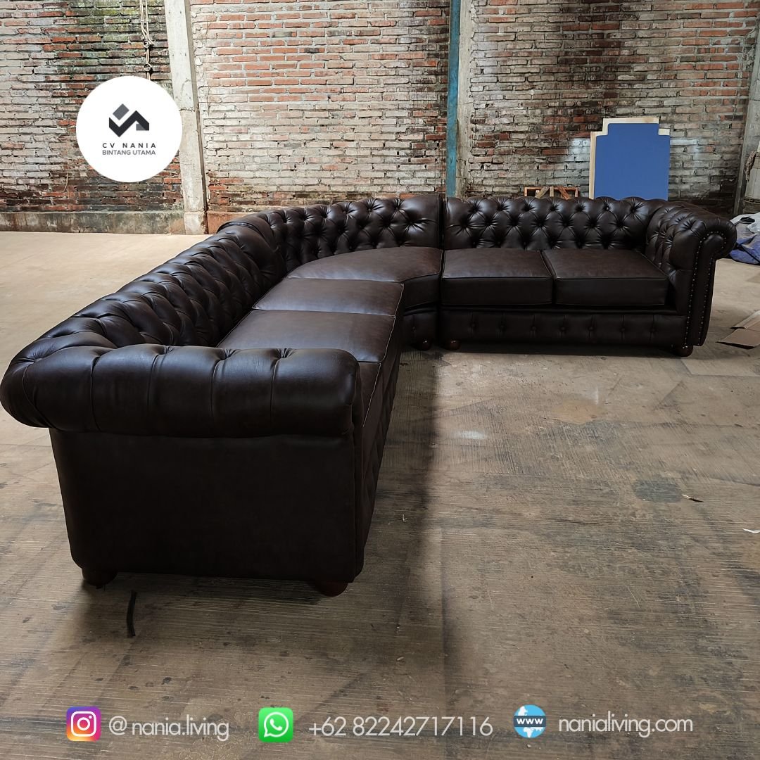 nania living sofa l coklat 2 Guest Sofa L Shaped in Brown Colour