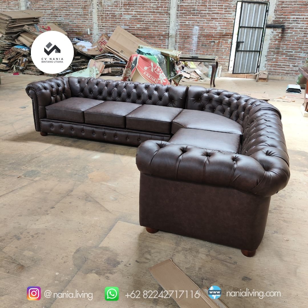nania living sofa l coklat 3 Guest Sofa L Shaped