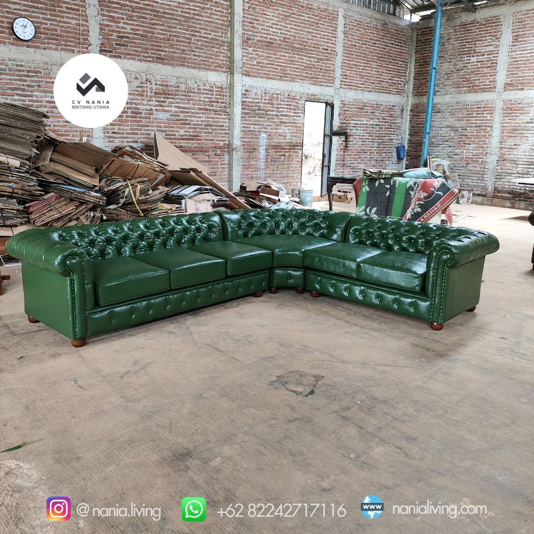 nania living sofa letter L hijau 3 sofa letter L