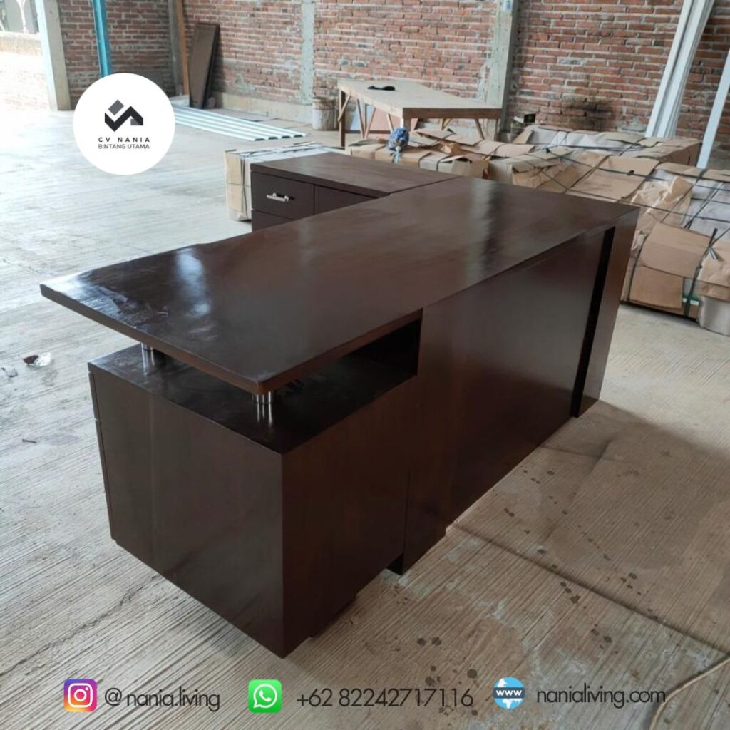 Work Desk Teak Wood Corner Minimalist