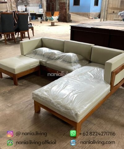 Outdoor Guest Sofa With Synthetic Leather Cushions nania living