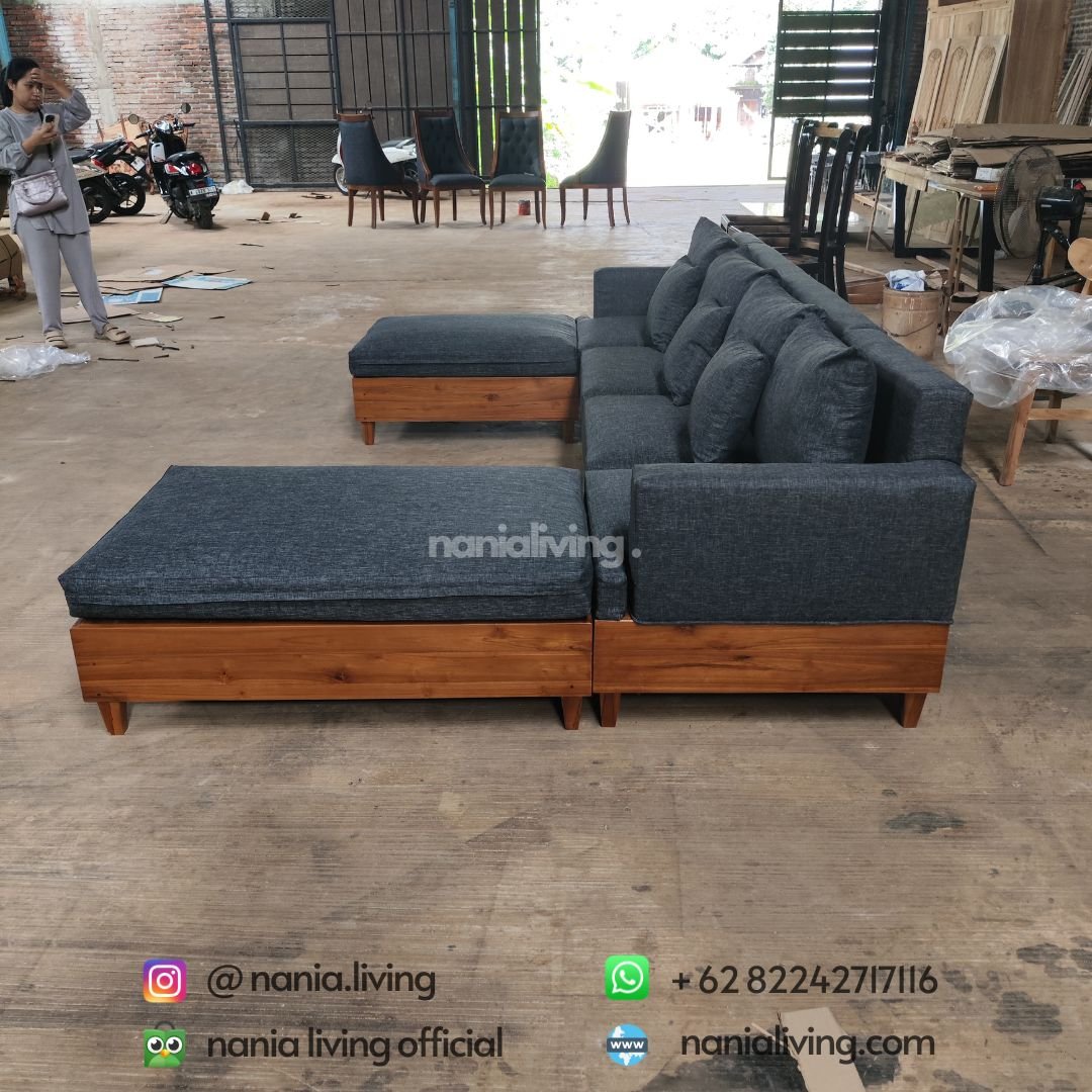 side Outdoor Sofa U Shape Convertible Lounge Sofa