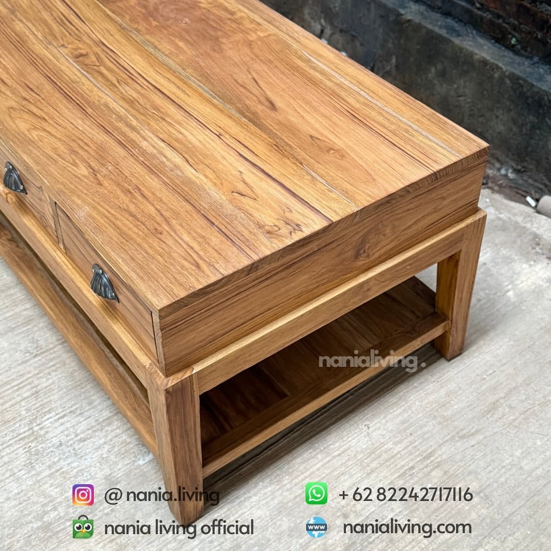 Rectangular Rustic Living Table With 3 Drawers 3 Rectangular Rustic Living Table nania living