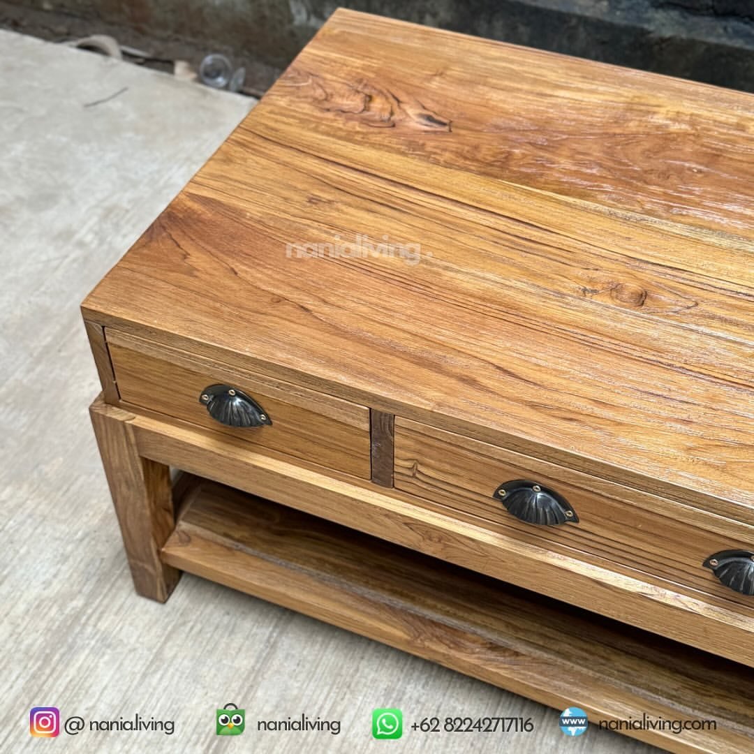 Rectangular Rustic Living Table With 3 Drawers 5 totp Rustic Living Table nania living